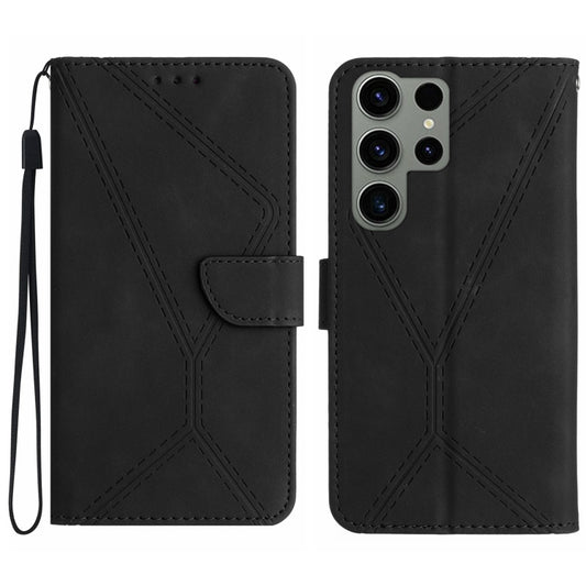 For Samsung Galaxy S23 Ultra 5G Stitching Embossed Leather Phone Case(Black) - Galaxy S23 Ultra 5G Cases by buy2fix | Online Shopping UK | buy2fix