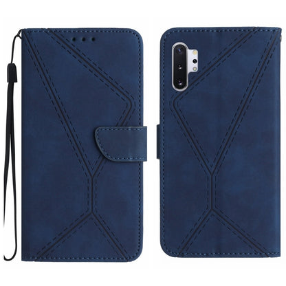 For Samsung Galaxy Note10+ Stitching Embossed Leather Phone Case(Blue) by buy2fix