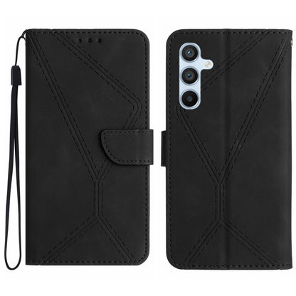 For Samsung Galaxy A14 5G / A14 4G Stitching Embossed Leather Phone Case(Black) by buy2fix