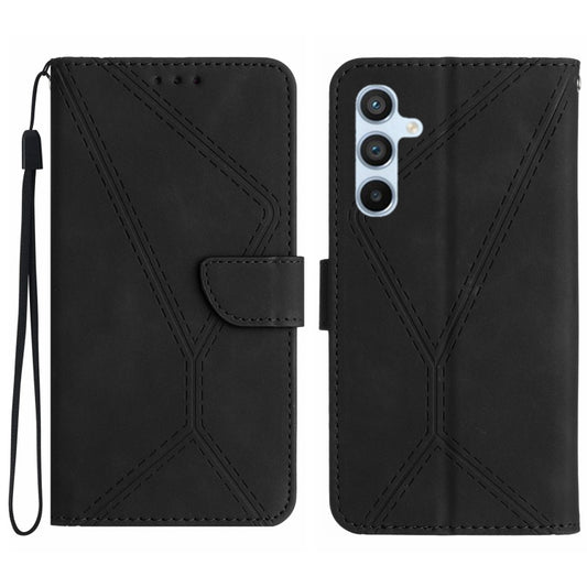 For Samsung Galaxy A14 5G / A14 4G Stitching Embossed Leather Phone Case(Black) by buy2fix