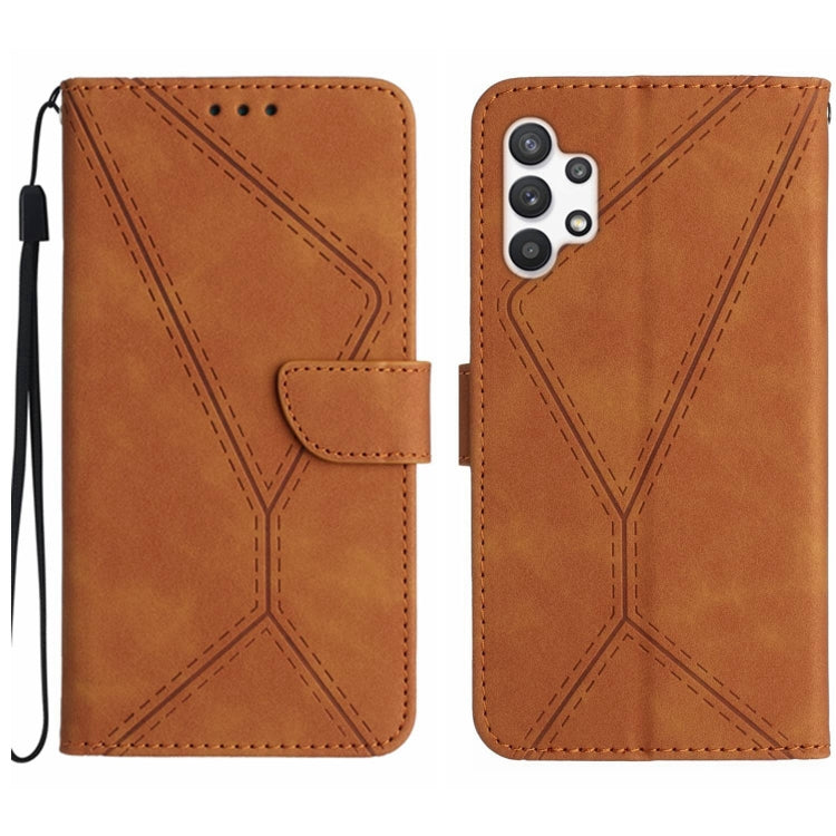 For Samsung Galaxy A32 5G Stitching Embossed Leather Phone Case(Brown) by buy2fix