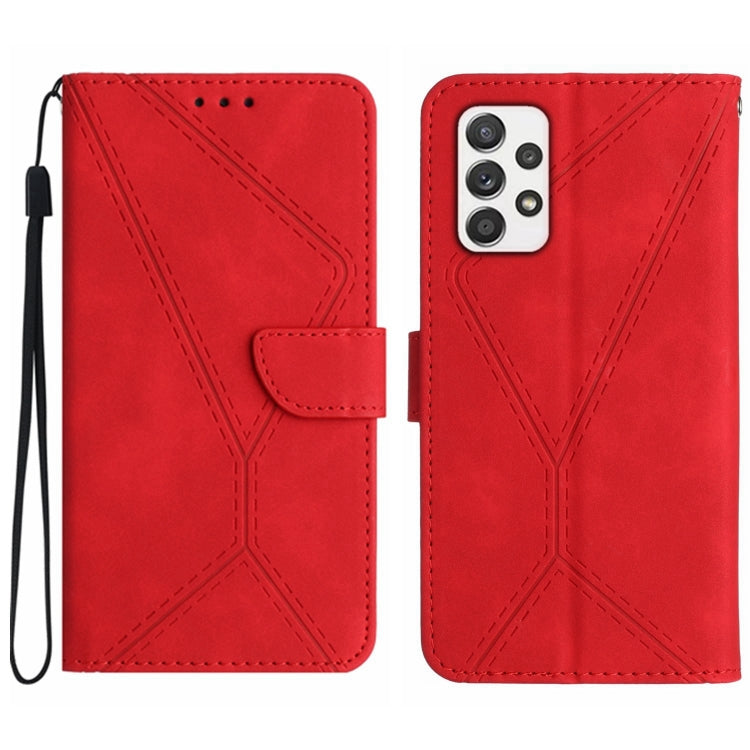 For Samsung Galaxy A53 5G Stitching Embossed Leather Phone Case(Red) by buy2fix