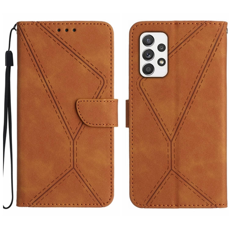 For Samsung Galaxy A73 5G Stitching Embossed Leather Phone Case(Brown) by buy2fix