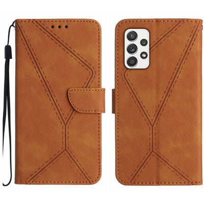 For Samsung Galaxy A73 5G Stitching Embossed Leather Phone Case(Brown) by buy2fix