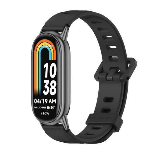 For Xiaomi Smart Band 10 / 9 / 8 Mijobs Flat Hole Breathable Silicone Watch Band(Black) - Watch Bands by MIJOBS | Online Shopping UK | buy2fix