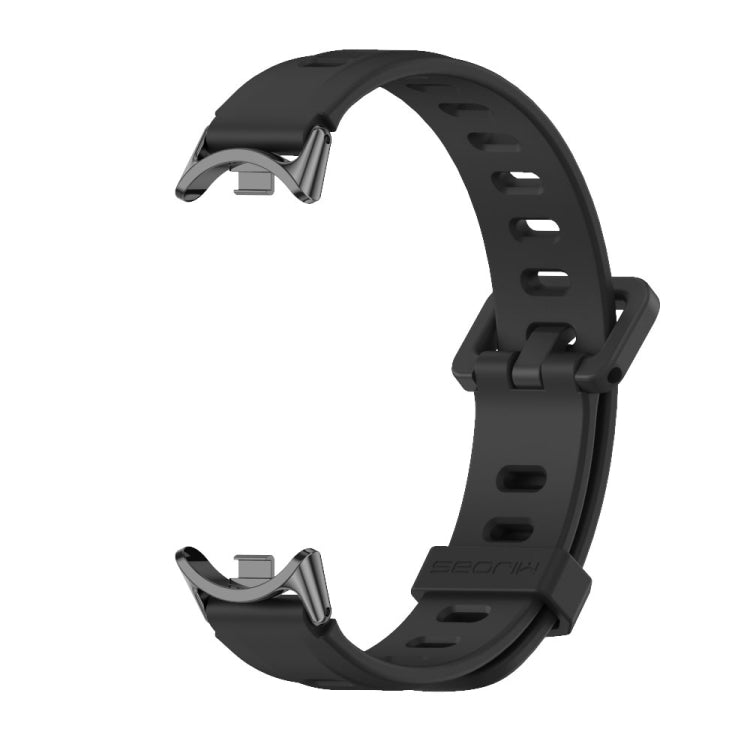 For Xiaomi Smart Band 10 / 9 / 8 Mijobs Flat Hole Breathable Silicone Watch Band(Black) - Watch Bands by MIJOBS | Online Shopping UK | buy2fix