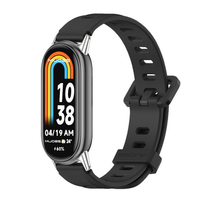 For Xiaomi Smart Band 10 / 9 / 8 Mijobs Flat Hole Breathable Silicone Watch Band(Black+Silver) - Watch Bands by MIJOBS | Online Shopping UK | buy2fix
