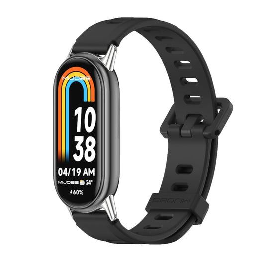 For Xiaomi Smart Band 10 / 9 / 8 Mijobs Flat Hole Breathable Silicone Watch Band(Black+Silver) - Watch Bands by MIJOBS | Online Shopping UK | buy2fix