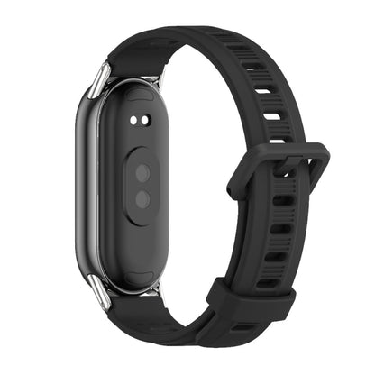 For Xiaomi Smart Band 10 / 9 / 8 Mijobs Flat Hole Breathable Silicone Watch Band(Black+Silver) - Watch Bands by MIJOBS | Online Shopping UK | buy2fix