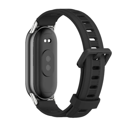 For Xiaomi Smart Band 10 / 9 / 8 Mijobs Flat Hole Breathable Silicone Watch Band(Black+Silver) - Watch Bands by MIJOBS | Online Shopping UK | buy2fix