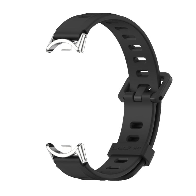 For Xiaomi Smart Band 10 / 9 / 8 Mijobs Flat Hole Breathable Silicone Watch Band(Black+Silver) - Watch Bands by MIJOBS | Online Shopping UK | buy2fix