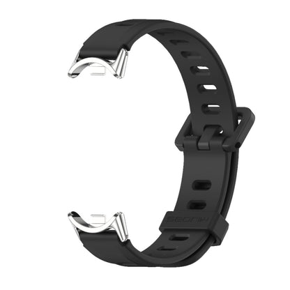For Xiaomi Smart Band 10 / 9 / 8 Mijobs Flat Hole Breathable Silicone Watch Band(Black+Silver) - Watch Bands by MIJOBS | Online Shopping UK | buy2fix
