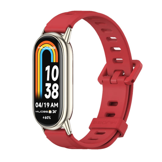 For Xiaomi Smart Band 10 / 9 / 8 Mijobs Flat Hole Breathable Silicone Watch Band(Red+Light Gold) - Watch Bands by MIJOBS | Online Shopping UK | buy2fix