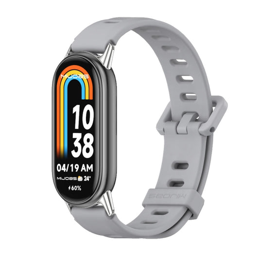 For Xiaomi Smart Band 10 / 9 / 8 Mijobs Flat Hole Breathable Silicone Watch Band(Grey+Silver) - Watch Bands by MIJOBS | Online Shopping UK | buy2fix
