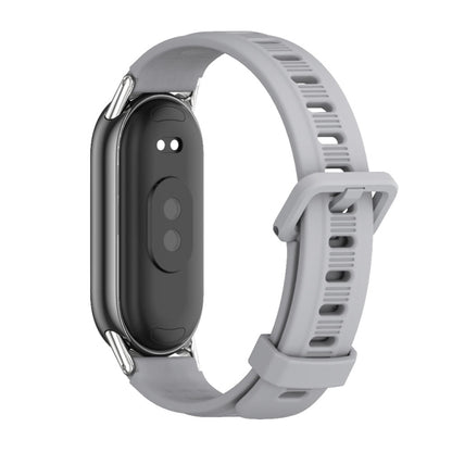 For Xiaomi Smart Band 10 / 9 / 8 Mijobs Flat Hole Breathable Silicone Watch Band(Grey+Silver) - Watch Bands by MIJOBS | Online Shopping UK | buy2fix