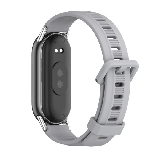 For Xiaomi Smart Band 10 / 9 / 8 Mijobs Flat Hole Breathable Silicone Watch Band(Grey+Silver) - Watch Bands by MIJOBS | Online Shopping UK | buy2fix