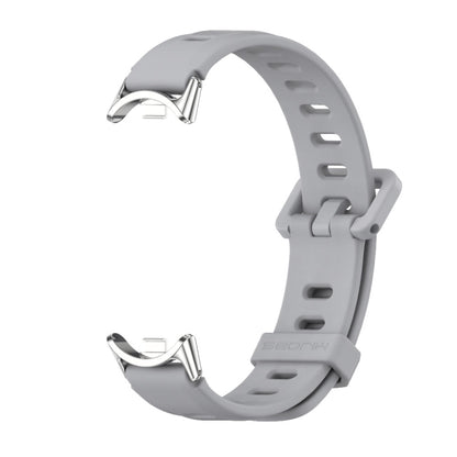 For Xiaomi Smart Band 10 / 9 / 8 Mijobs Flat Hole Breathable Silicone Watch Band(Grey+Silver) - Watch Bands by MIJOBS | Online Shopping UK | buy2fix