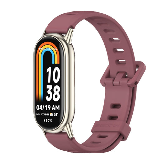 For Xiaomi Smart Band 10 / 9 / 8 Mijobs Flat Hole Breathable Silicone Watch Band(Wine Red+Light Gold) - Watch Bands by MIJOBS | Online Shopping UK | buy2fix