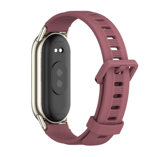 For Xiaomi Smart Band 10 / 9 / 8 Mijobs Flat Hole Breathable Silicone Watch Band(Wine Red+Light Gold) - Watch Bands by MIJOBS | Online Shopping UK | buy2fix