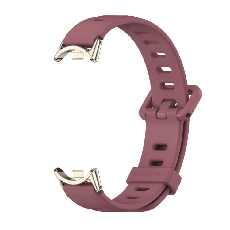 For Xiaomi Smart Band 10 / 9 / 8 Mijobs Flat Hole Breathable Silicone Watch Band(Wine Red+Light Gold) - Watch Bands by MIJOBS | Online Shopping UK | buy2fix