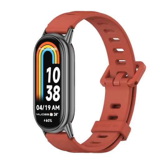 For Xiaomi Smart Band 10 / 9 / 8 Mijobs Flat Hole Breathable Silicone Watch Band(Orange+Black) - Watch Bands by MIJOBS | Online Shopping UK | buy2fix