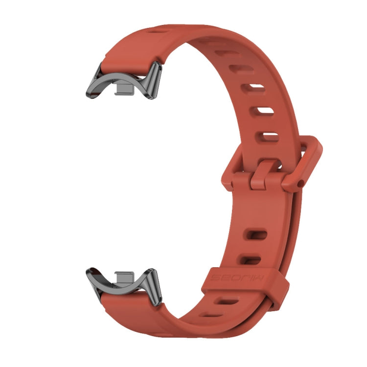 For Xiaomi Smart Band 10 / 9 / 8 Mijobs Flat Hole Breathable Silicone Watch Band(Orange+Black) - Watch Bands by MIJOBS | Online Shopping UK | buy2fix