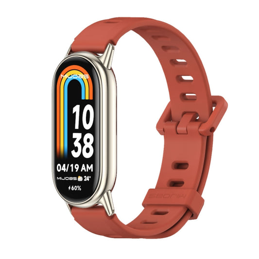 For Xiaomi Smart Band 10 / 9 / 8 Mijobs Flat Hole Breathable Silicone Watch Band(Orange+Light Gold) - Watch Bands by MIJOBS | Online Shopping UK | buy2fix