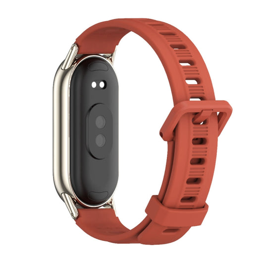 For Xiaomi Smart Band 10 / 9 / 8 Mijobs Flat Hole Breathable Silicone Watch Band(Orange+Light Gold) - Watch Bands by MIJOBS | Online Shopping UK | buy2fix