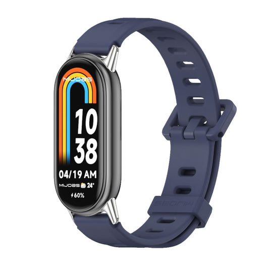 For Xiaomi Smart Band 10 / 9 / 8 Mijobs Flat Hole Breathable Silicone Watch Band(Midnight Blue+Silver) - Watch Bands by MIJOBS | Online Shopping UK | buy2fix