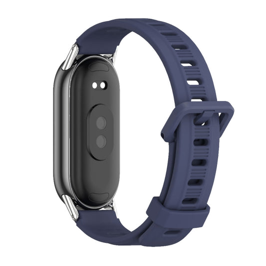 For Xiaomi Smart Band 10 / 9 / 8 Mijobs Flat Hole Breathable Silicone Watch Band(Midnight Blue+Silver) - Watch Bands by MIJOBS | Online Shopping UK | buy2fix