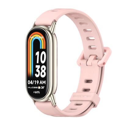For Xiaomi Smart Band 10 / 9 / 8 Mijobs Flat Hole Breathable Silicone Watch Band(Pink+Light Gold) - Watch Bands by MIJOBS | Online Shopping UK | buy2fix