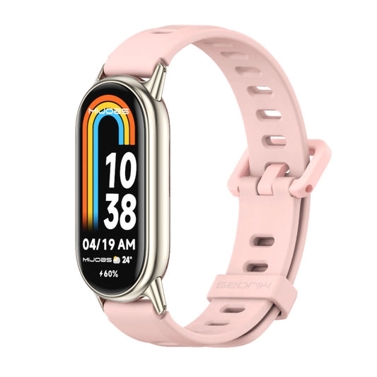 For Xiaomi Smart Band 10 / 9 / 8 Mijobs Flat Hole Breathable Silicone Watch Band(Pink+Light Gold) - Watch Bands by MIJOBS | Online Shopping UK | buy2fix