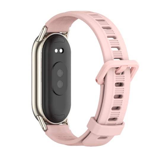 For Xiaomi Smart Band 10 / 9 / 8 Mijobs Flat Hole Breathable Silicone Watch Band(Pink+Light Gold) - Watch Bands by MIJOBS | Online Shopping UK | buy2fix
