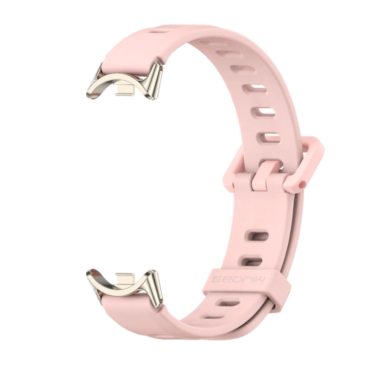For Xiaomi Smart Band 10 / 9 / 8 Mijobs Flat Hole Breathable Silicone Watch Band(Pink+Light Gold) - Watch Bands by MIJOBS | Online Shopping UK | buy2fix