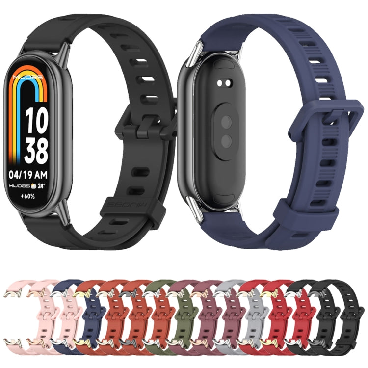 For Xiaomi Smart Band 10 / 9 / 8 Mijobs Flat Hole Breathable Silicone Watch Band(Wine Red+Light Gold) - Watch Bands by MIJOBS | Online Shopping UK | buy2fix