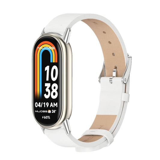 For Xiaomi Smart Band 10 / 9 / 8 Mijobs Microfiber PU Leather Watch Band(White Silver) - Watch Bands by MIJOBS | Online Shopping UK | buy2fix