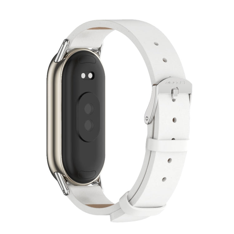 For Xiaomi Smart Band 10 / 9 / 8 Mijobs Microfiber PU Leather Watch Band(White Silver) - Watch Bands by MIJOBS | Online Shopping UK | buy2fix