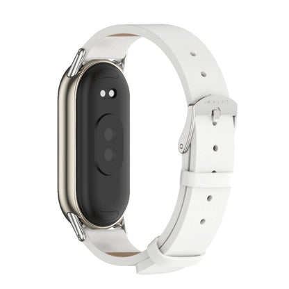 For Xiaomi Smart Band 10 / 9 / 8 Mijobs Microfiber PU Leather Watch Band(White Silver) - Watch Bands by MIJOBS | Online Shopping UK | buy2fix