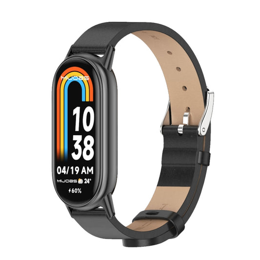 For Xiaomi Smart Band 10 / 9 / 8 Mijobs Microfiber PU Leather Watch Band(Black) - Watch Bands by MIJOBS | Online Shopping UK | buy2fix