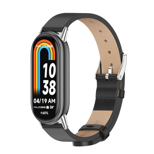 For Xiaomi Smart Band 10 / 9 / 8 Mijobs Microfiber PU Leather Watch Band(Black Silver) - Watch Bands by MIJOBS | Online Shopping UK | buy2fix