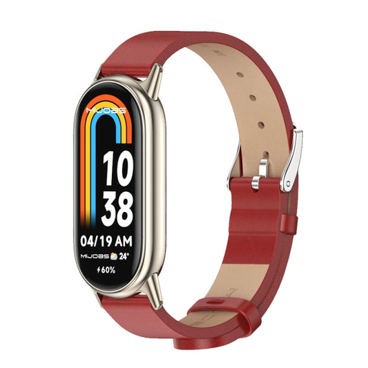 For Xiaomi Smart Band 10 / 9 / 8 Mijobs Microfiber PU Leather Watch Band(Red Light Gold) - Watch Bands by MIJOBS | Online Shopping UK | buy2fix