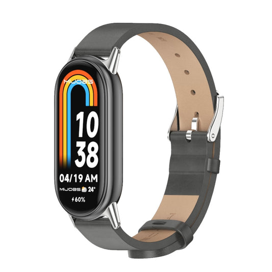 For Xiaomi Smart Band 10 / 9 / 8 Mijobs Microfiber PU Leather Watch Band(Grey Silver) - Watch Bands by MIJOBS | Online Shopping UK | buy2fix