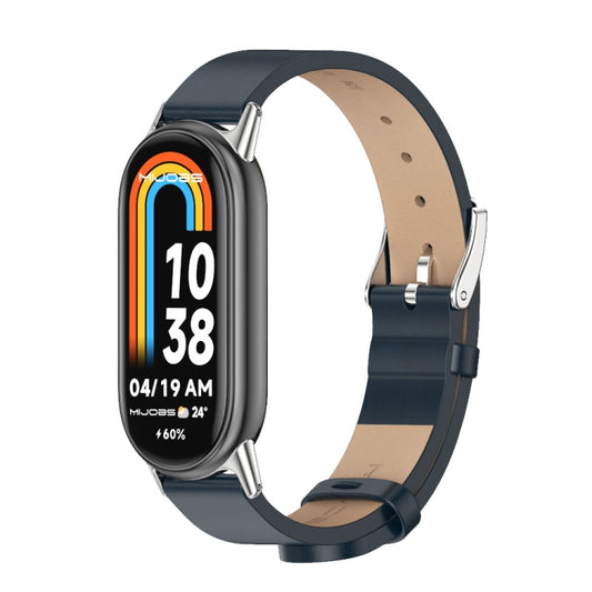For Xiaomi Smart Band 10 / 9 / 8 Mijobs Microfiber PU Leather Watch Band(Blue Silver) - Watch Bands by MIJOBS | Online Shopping UK | buy2fix