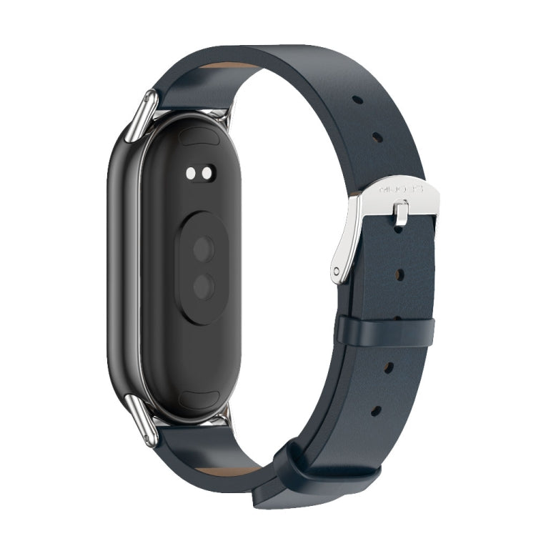 For Xiaomi Smart Band 10 / 9 / 8 Mijobs Microfiber PU Leather Watch Band(Blue Silver) - Watch Bands by MIJOBS | Online Shopping UK | buy2fix