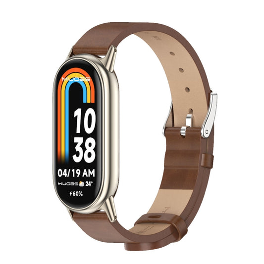 For Xiaomi Smart Band 10 / 9 / 8 Mijobs Microfiber PU Leather Watch Band(Brown Light Gold) - Watch Bands by MIJOBS | Online Shopping UK | buy2fix