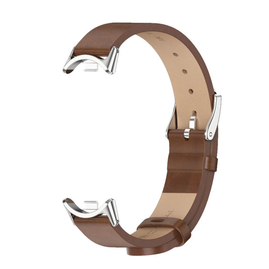 For Xiaomi Smart Band 10 / 9 / 8 Mijobs Microfiber PU Leather Watch Band(Brown Silver) - Watch Bands by MIJOBS | Online Shopping UK | buy2fix
