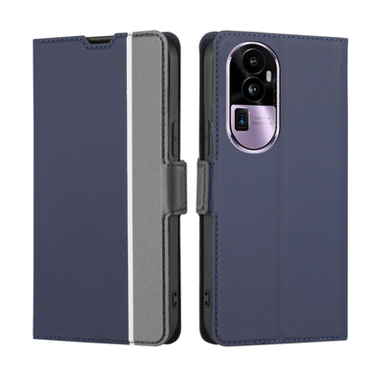 For OPPO Reno10 Pro+ 5G Twill Texture Side Button Leather Phone Case(Blue) - OPPO Cases by buy2fix | Online Shopping UK | buy2fix