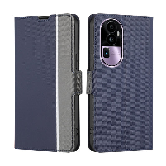 For OPPO Reno10 Pro+ 5G Twill Texture Side Button Leather Phone Case(Blue) - OPPO Cases by buy2fix | Online Shopping UK | buy2fix