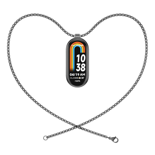 For Xiaomi Smart Band 10 / 9 / 8 Mijobs Metal Pendant Stainless Steel Watch Necklace(Black) - Watch Bands by MIJOBS | Online Shopping UK | buy2fix