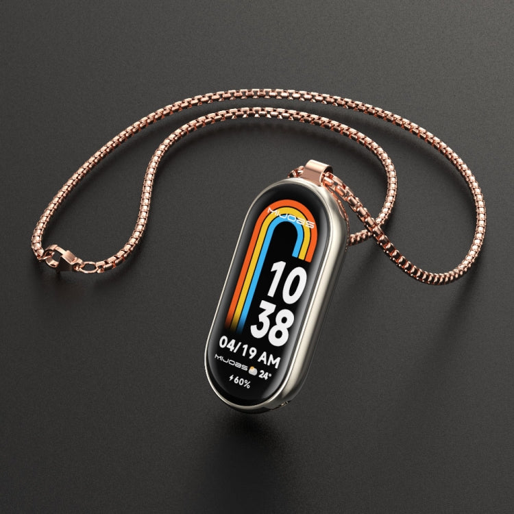 For Xiaomi Smart Band 10 / 9 / 8 Mijobs Metal Pendant Stainless Steel Watch Necklace(Rose Gold) - Watch Bands by MIJOBS | Online Shopping UK | buy2fix